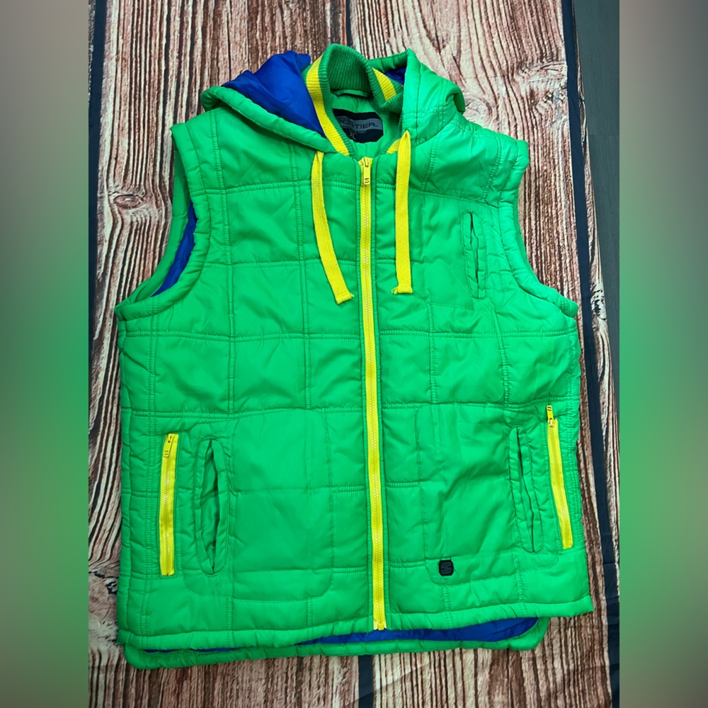 Green Quilted Vest with Yellow Accents